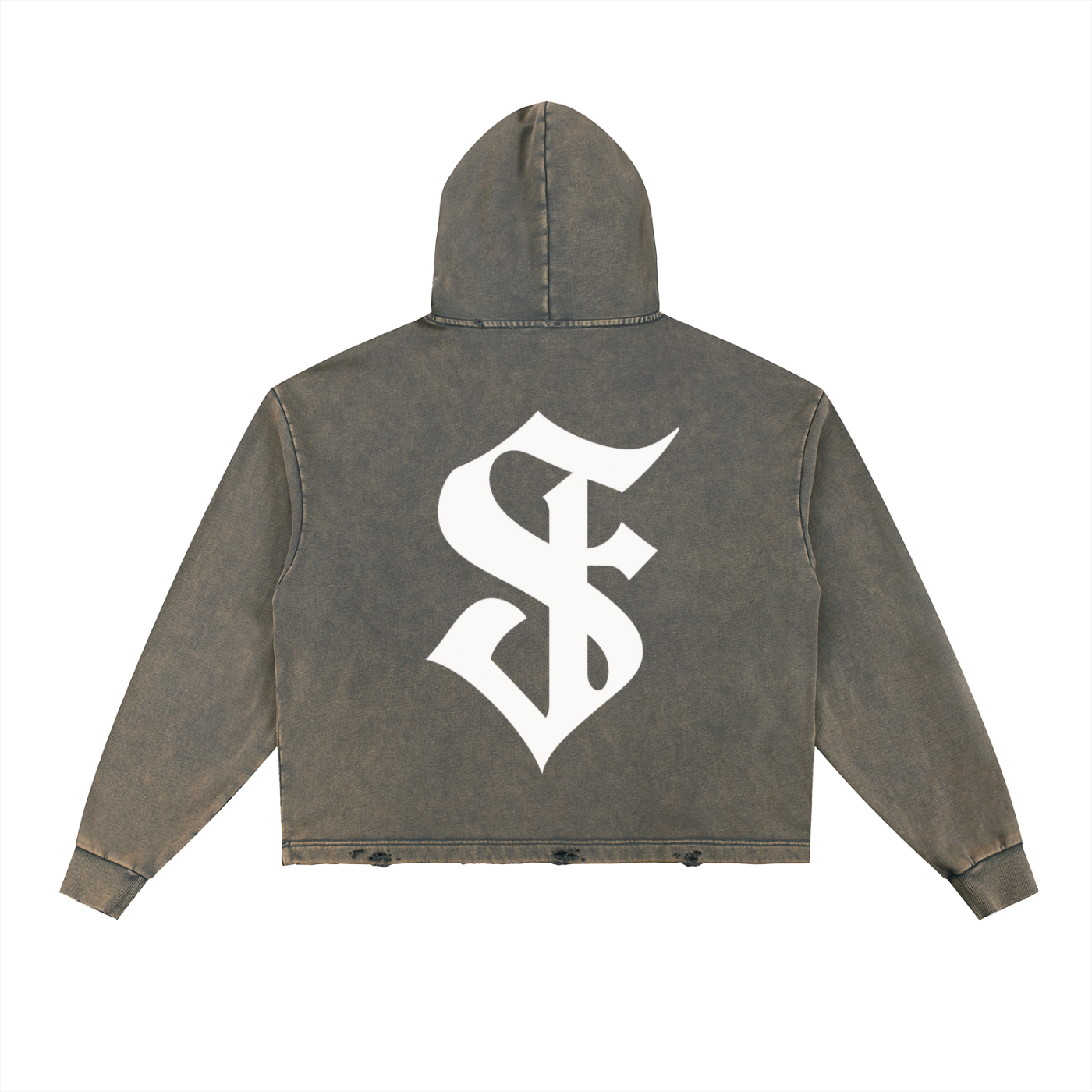 Vintage Washed Frayed-Hem Hoodie