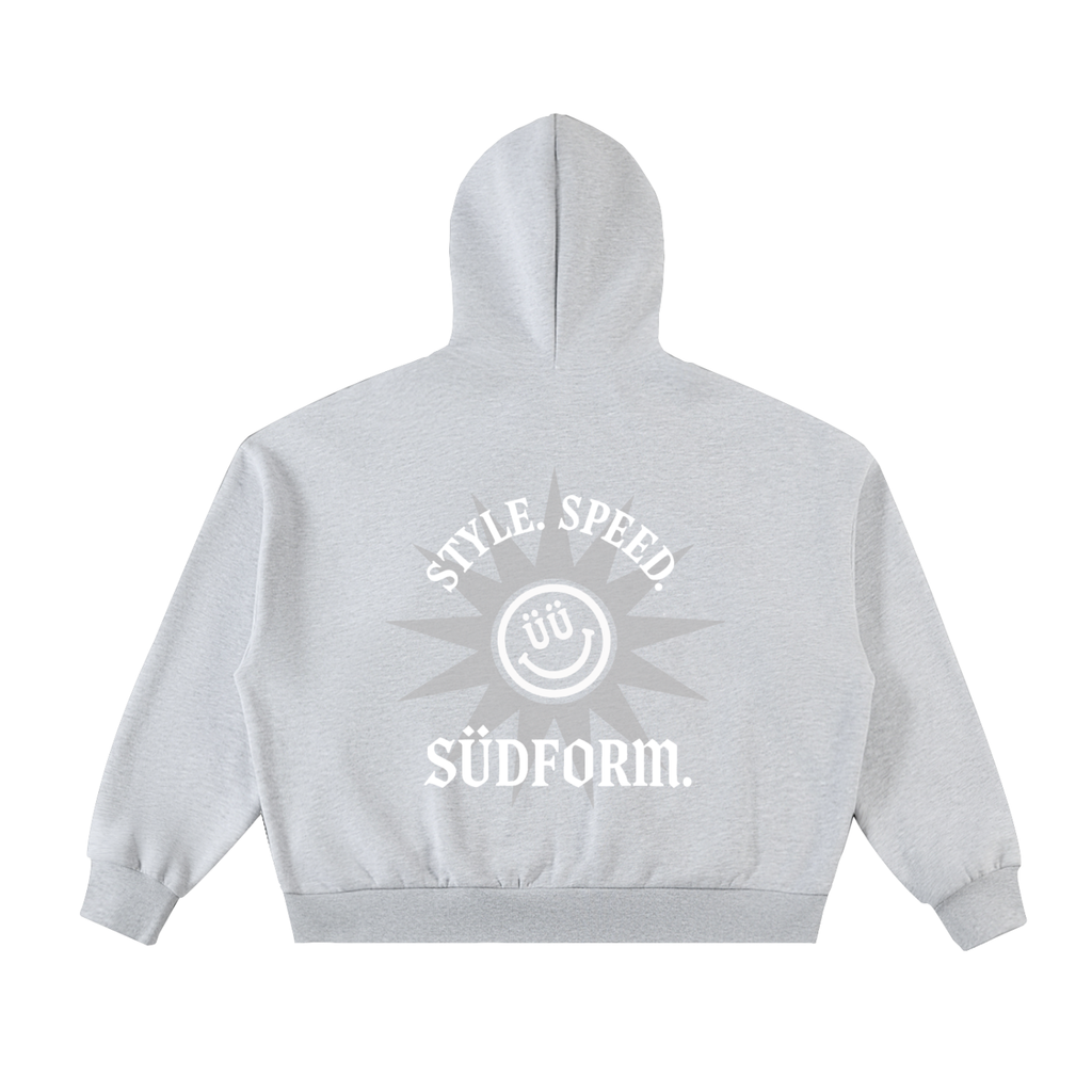 Fleeced Full-Zip Boxy Hoodie