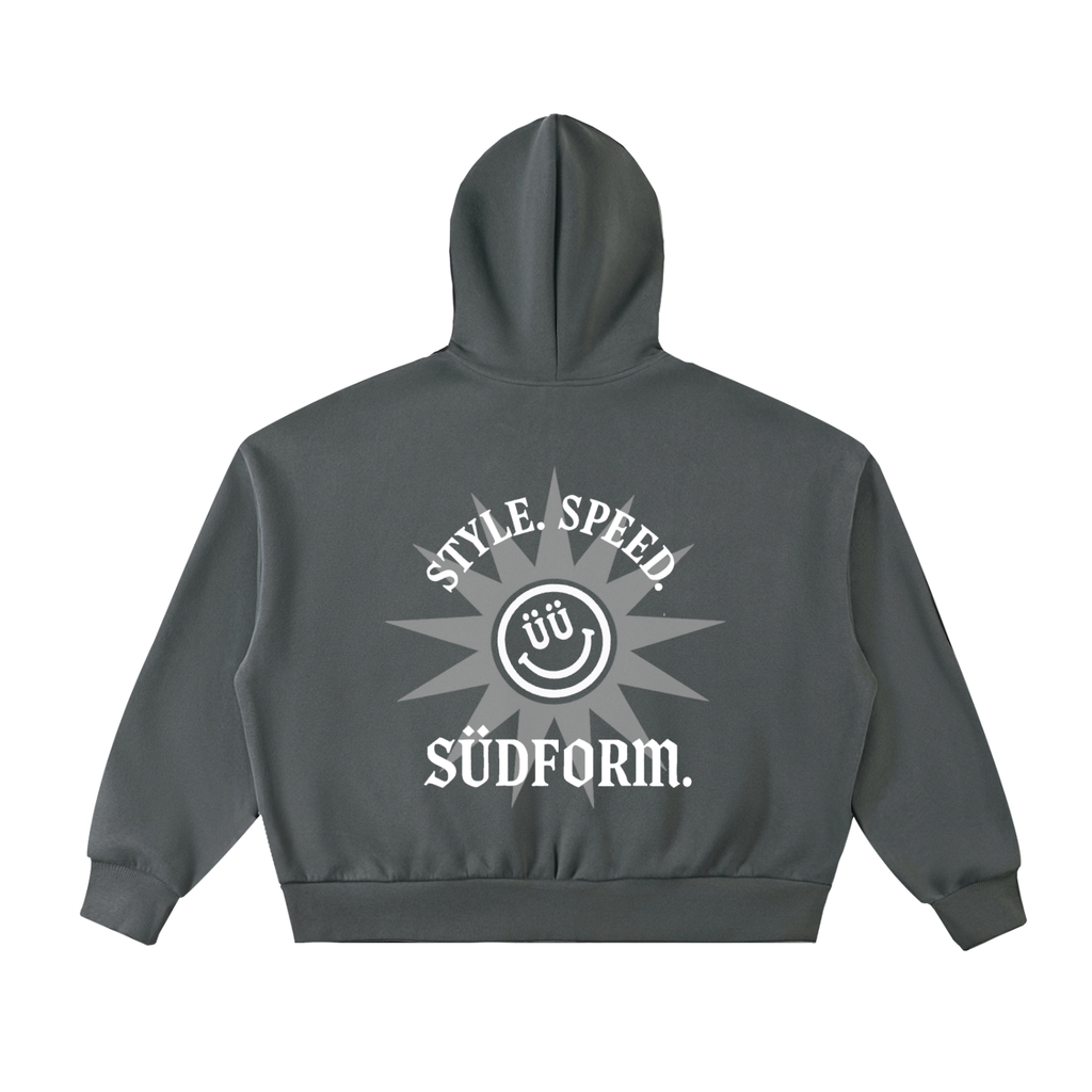 Fleeced Full-Zip Boxy Hoodie