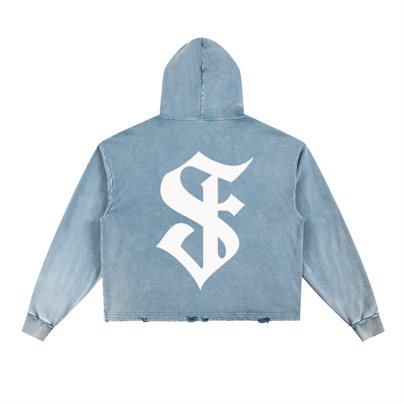 "Battle Born" SÜDFORM CROP Vintage Washed Frayed-Hem Hoodie