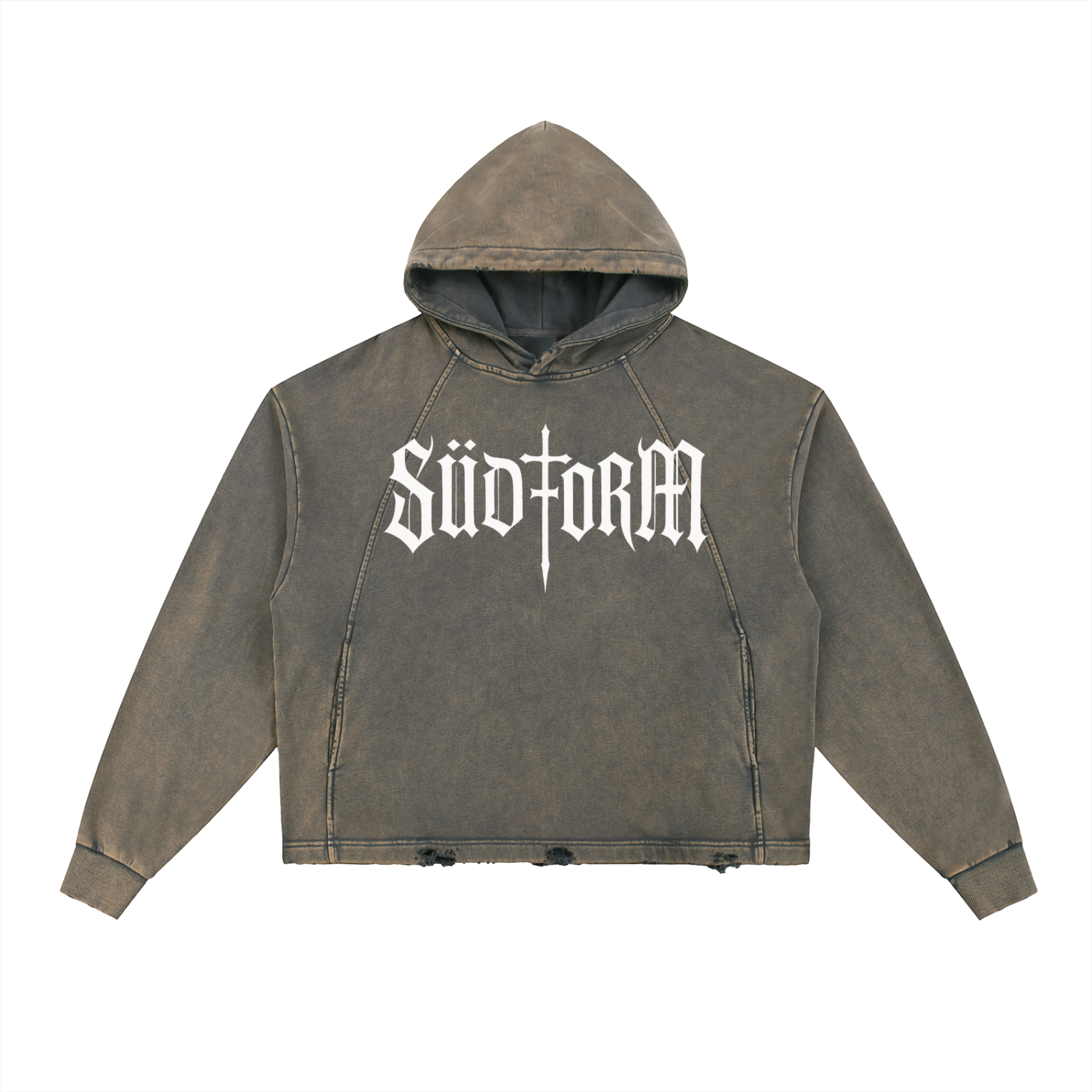 Vintage Washed Frayed-Hem Hoodie