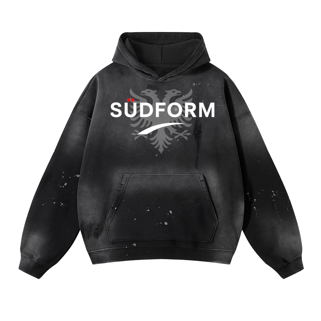 Vintage Wash Frayed Fleece Hoodie - 360 GSM