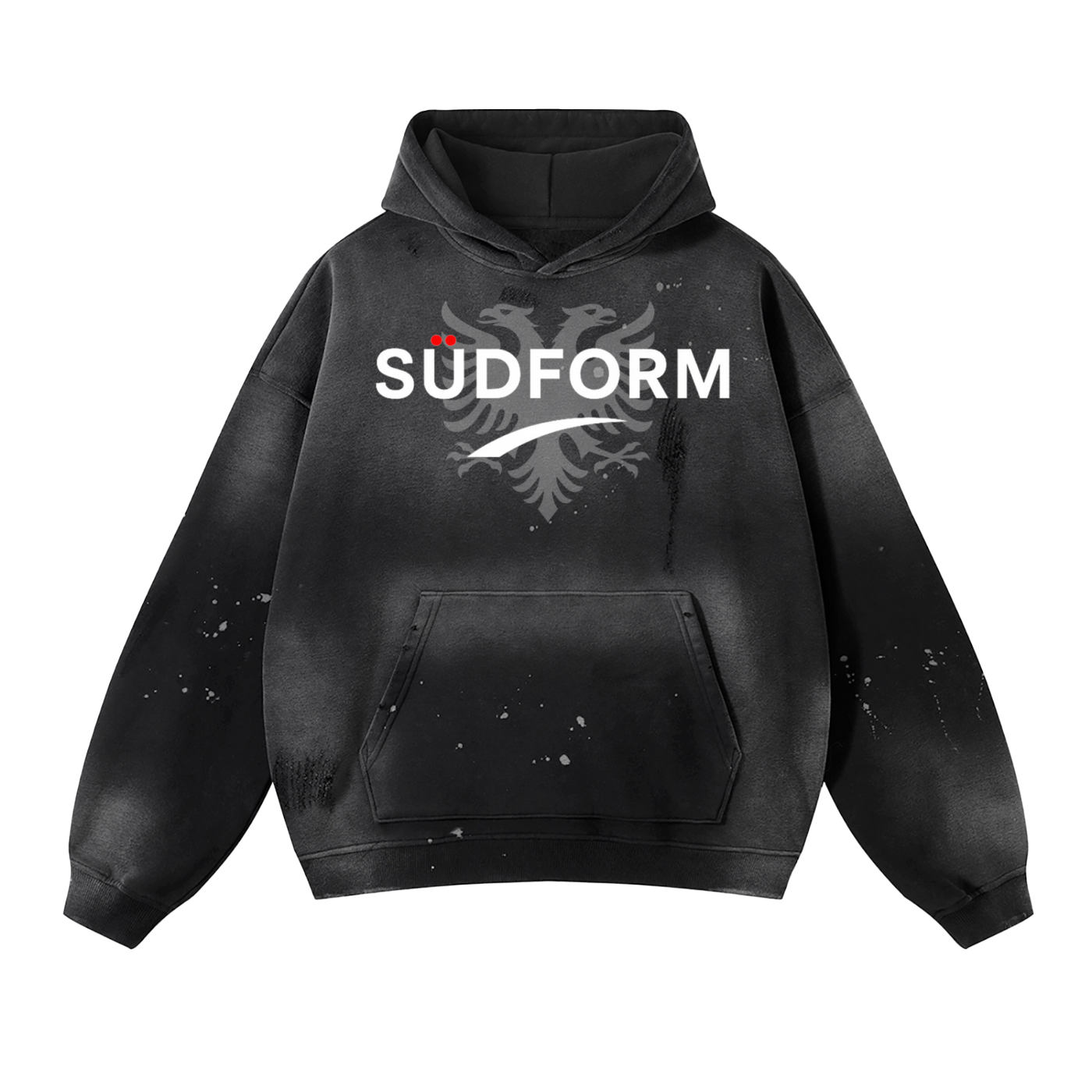Vintage Wash Frayed Fleece Hoodie - 360 GSM