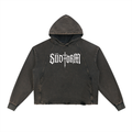 "Battle Born SÜDFORM CROP Vintage Washed Frayed-Hem Hoodie