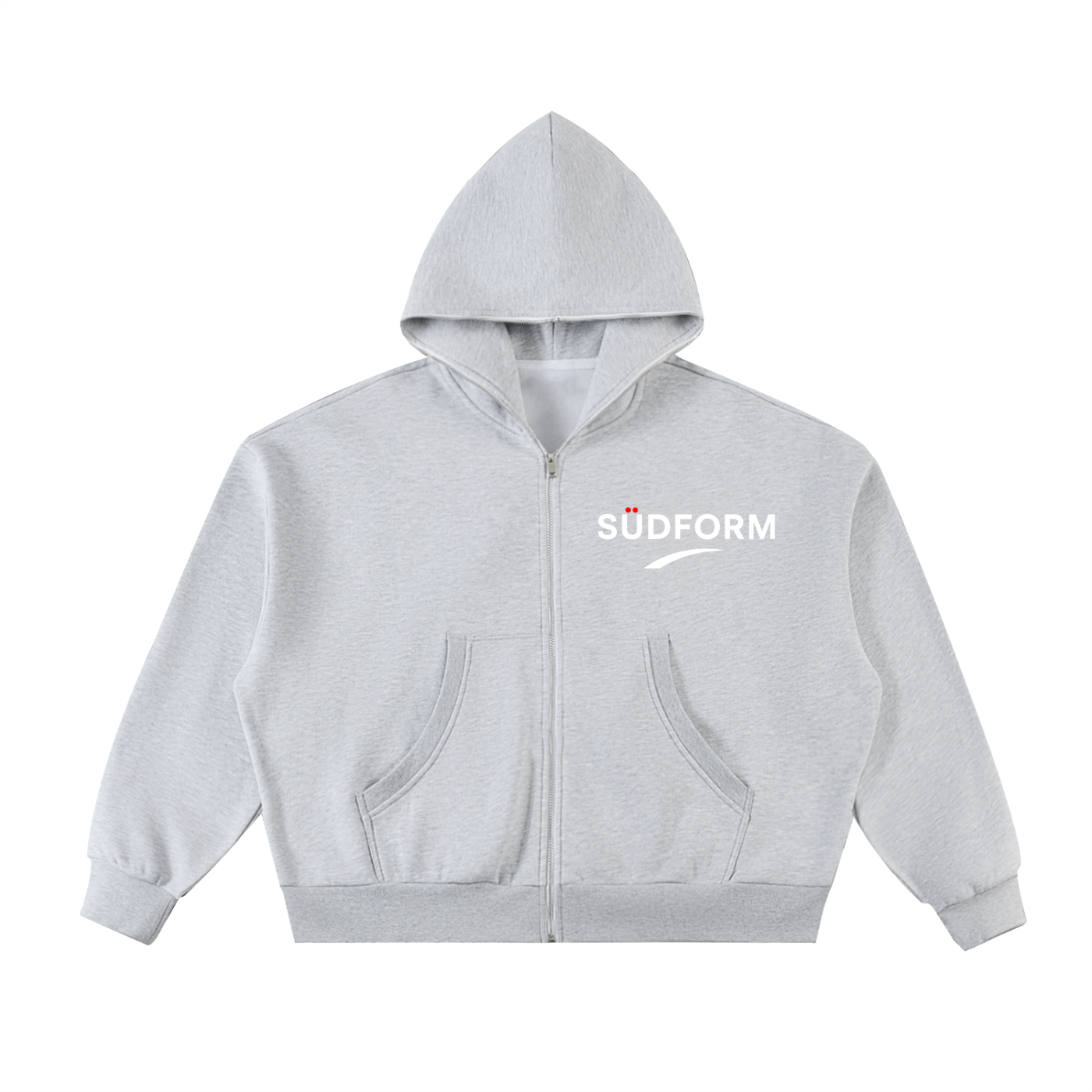 Fleeced Full-Zip Boxy Hoodie
